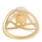 Anillo de Plata Bañada en Oro con Perla blanca de agua dulce y Topacio Blanco