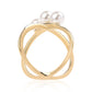 Anillo de Plata Bañada en Oro con Perla blanca de agua dulce y Topacio Blanco