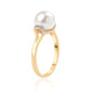Anillo de Plata Bañada en Oro con Perla blanca de agua dulce y Topacio Blanco