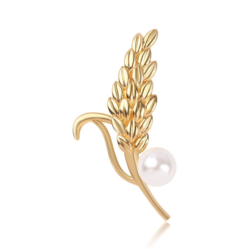 Broche de Plata Bañada en Oro con Perla blanca de agua dulce 1 