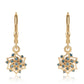 Pendientes de Plata Bañada en Oro con Diamante Azul