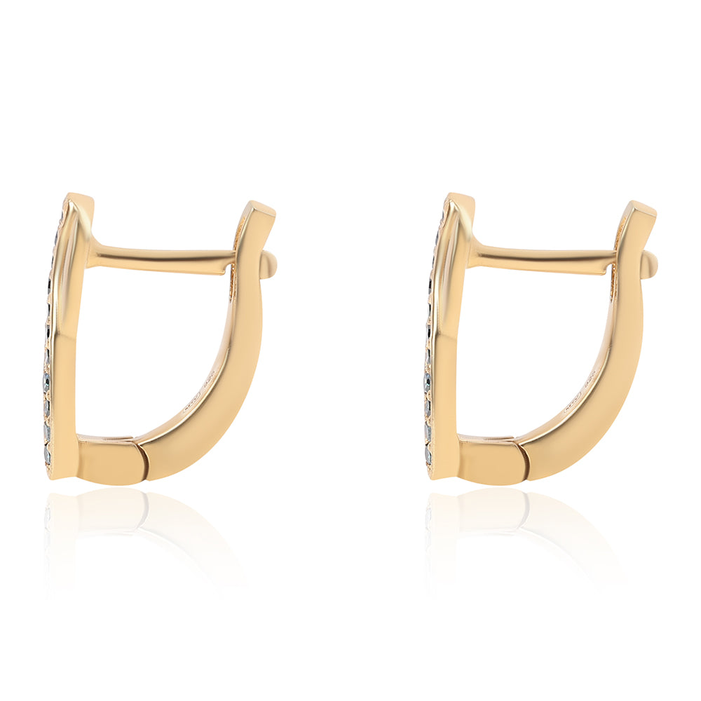 Pendientes de Plata Bañada en Oro con Diamante Azul 2 