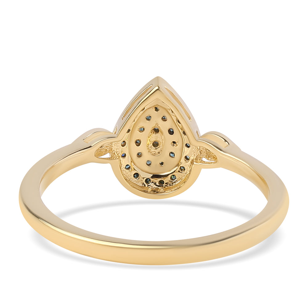 Anillo de Plata Bañada en Oro con Diamante Azul 2 