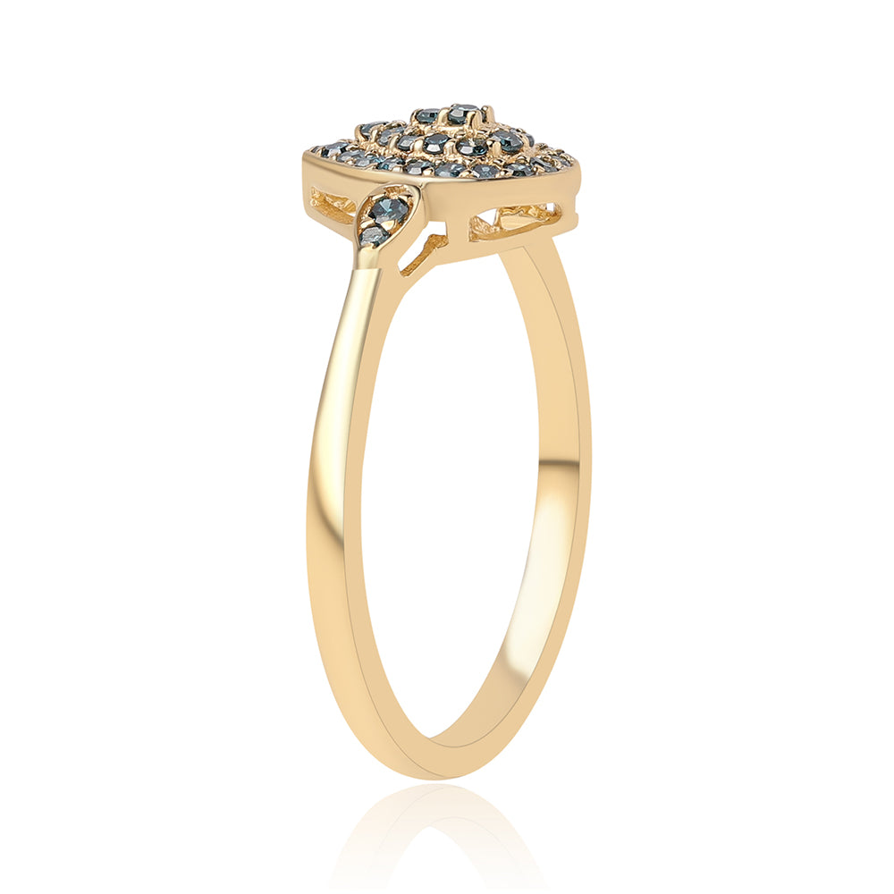 Anillo de Plata Bañada en Oro con Diamante Azul 3 