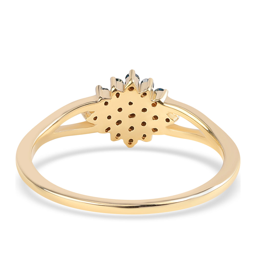 Anillo de Plata Bañada en Oro con Diamante Azul 3 