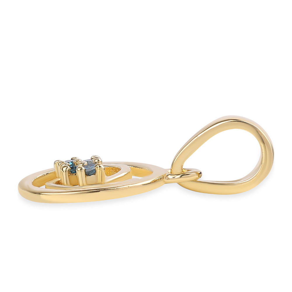 Colgante de Plata Bañada en Oro con Diamante Azul