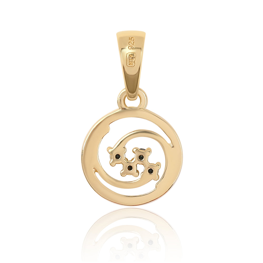 Colgante de Plata Bañada en Oro con Diamante Azul 3 