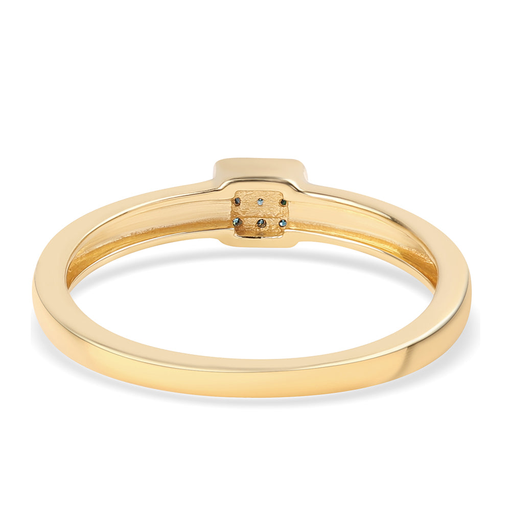 Anillo de Plata Bañada en Oro con Diamante Azul 2 