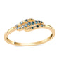 Anillo de Plata Bañada en Oro con Diamante Azul