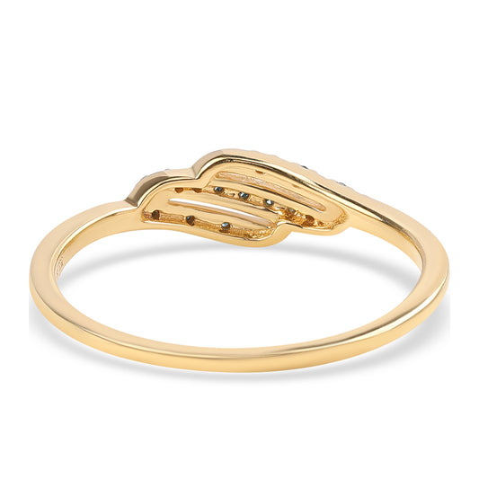 Anillo de Plata Bañada en Oro con Diamante Azul