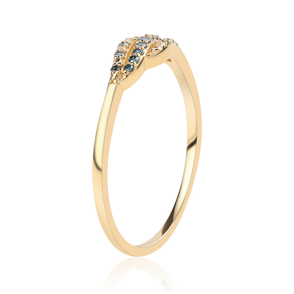 Anillo de Plata Bañada en Oro con Diamante Azul 3 