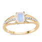 Anillo de Plata Bañada en Oro con Piedra de Luna de arcoiris AA y Topacio Blanco