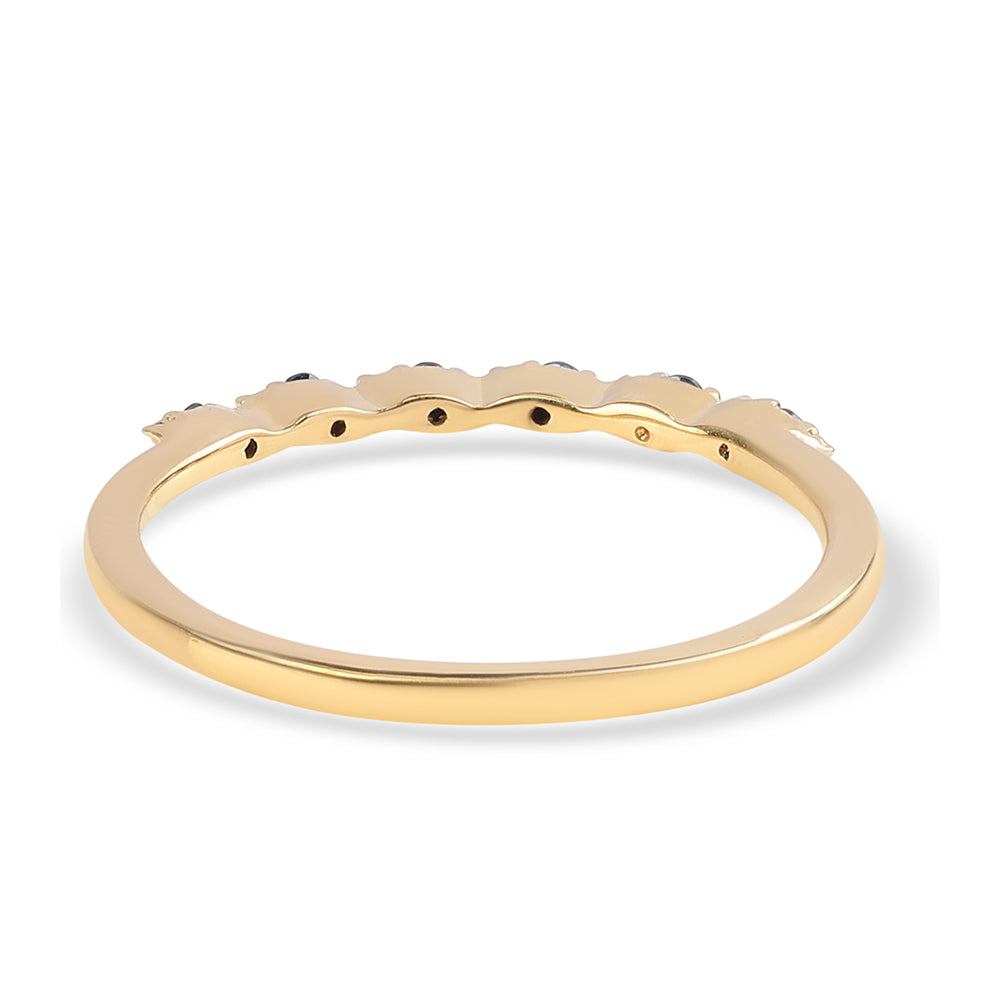 Anillo de Plata Bañada en Oro con Diamante Azul 2 
