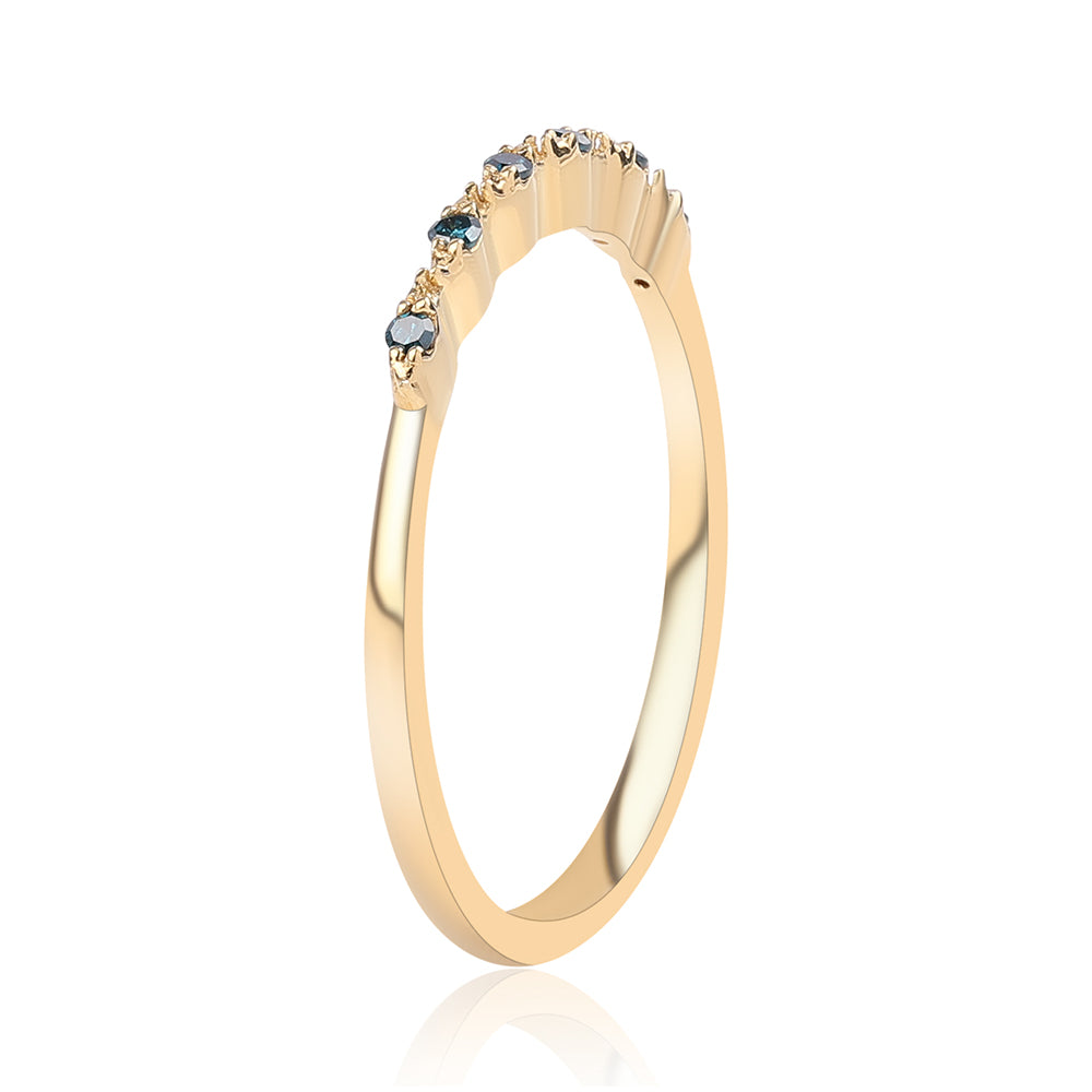 Anillo de Plata Bañada en Oro con Diamante Azul 3 