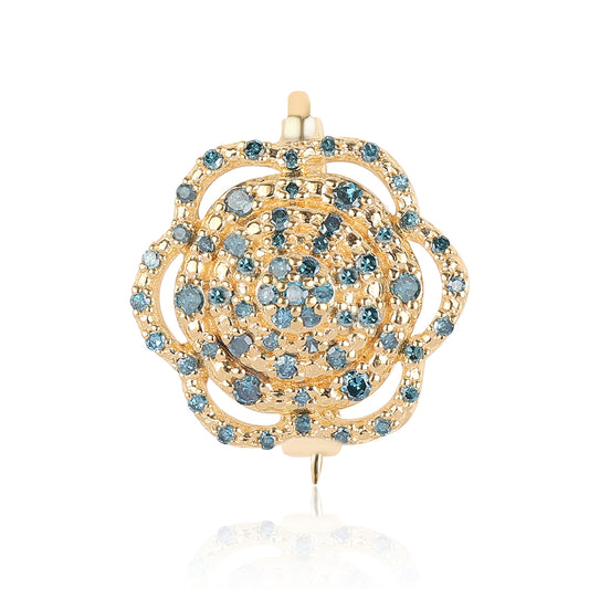 de Plata Bañada en Oro con Diamante Azul y Diamante blanco