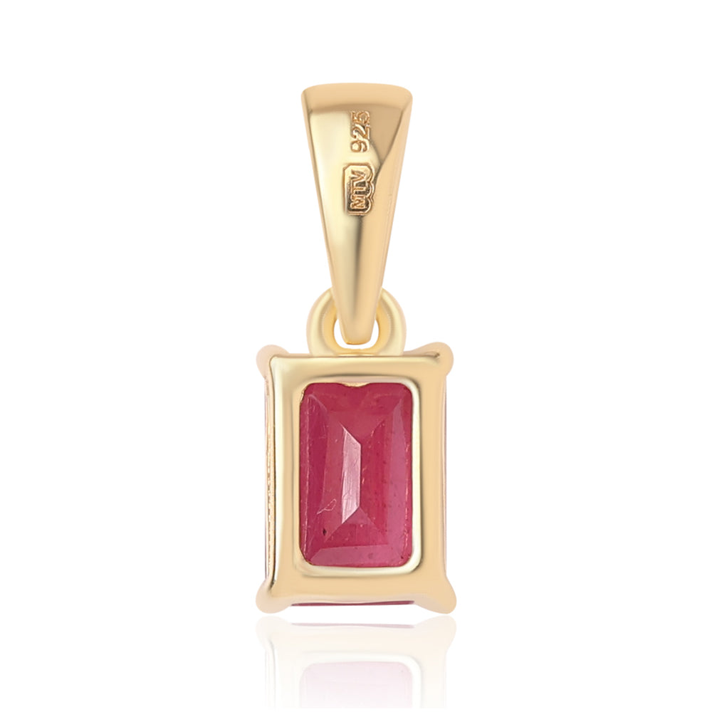 Colgante de Plata Bañada en Oro con Rubí de Mozambique