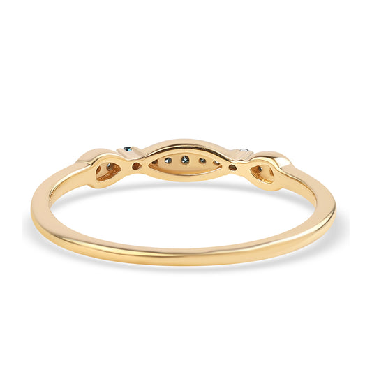 Anillo de Plata Bañada en Oro con Diamante Azul