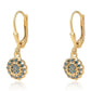 Pendientes de Plata Bañada en Oro con Diamante Azul