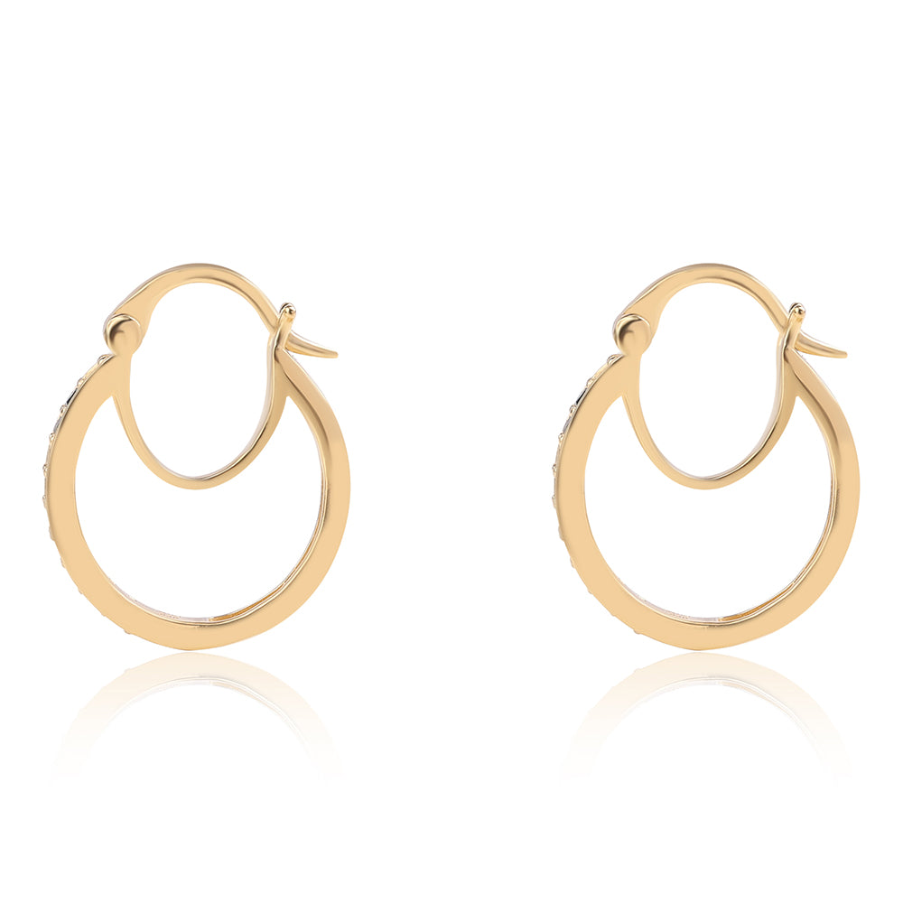 Pendientes de Plata Bañada en Oro con Diamante Azul