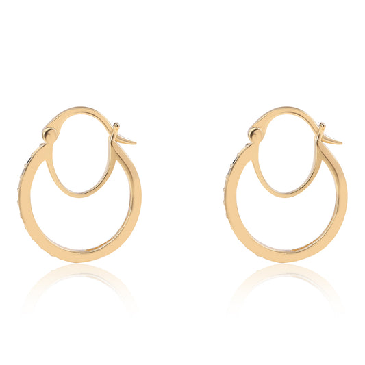 Pendientes de Plata Bañada en Oro con Diamante Azul