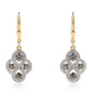 Pendientes de Plata Bañada en Oro con Diamante Azul y Diamante blanco