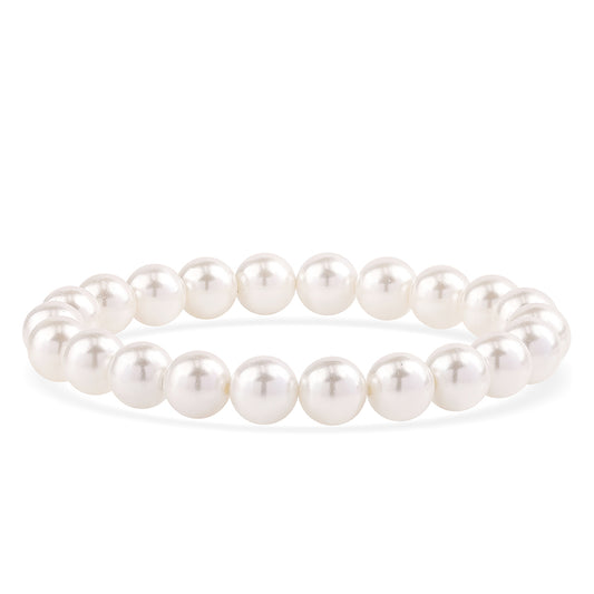 Conjunto de Plata Bañada en Oro con Perla blanca de agua dulce ( Collar +Pendientes +Pulsera )