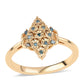 Anillo de Plata Bañada en Oro con Diamante Azul