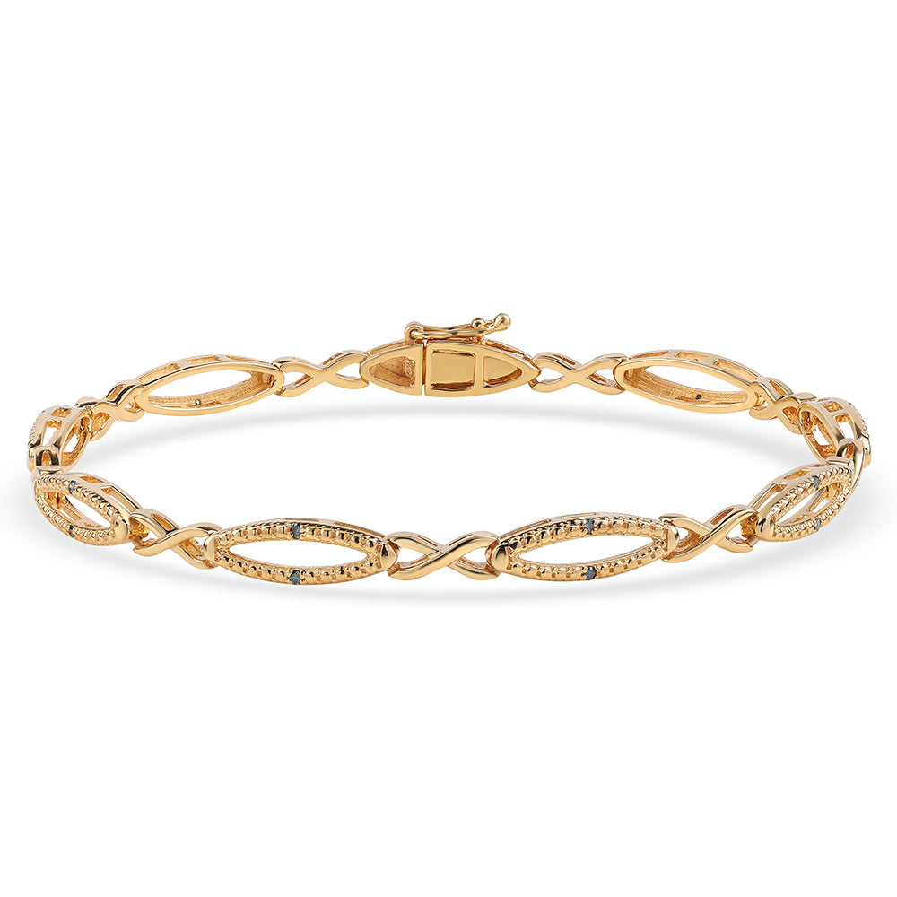 Pulsera de Plata Bañada en Oro con Diamante Azul 1 