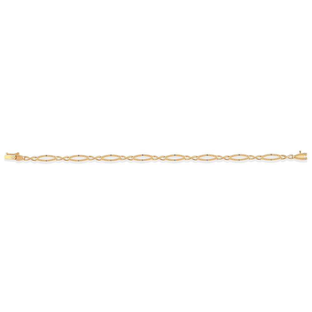 Pulsera de Plata Bañada en Oro con Diamante Azul 2 