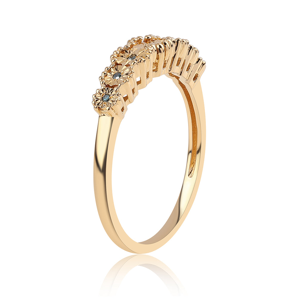 Anillo de Plata Bañada en Oro con Diamante Azul 2 