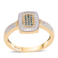 Anillo de Plata Bañada en Oro con Diamante Azul y Topacio Blanco