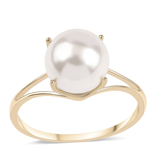 Anillo de Oro 9K con Perla blanca de agua dulce