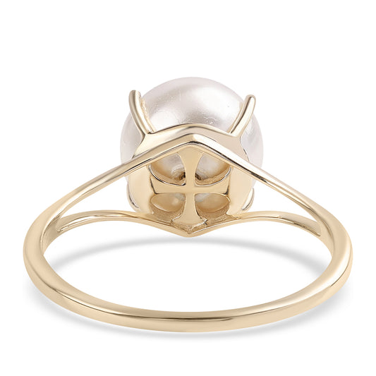 Anillo de Oro 9K con Perla blanca de agua dulce