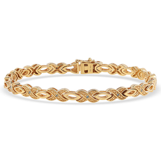Pulsera de Plata Bañada en Oro con Diamante Azul
