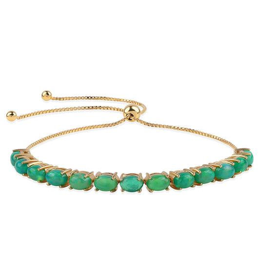 Pulsera de Plata Bañada en Oro con Ópalo Verde Etíope de Lega Dembi
