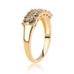 Anillo de Plata Bañada en Oro con Diamante Azul y Diamante blanco