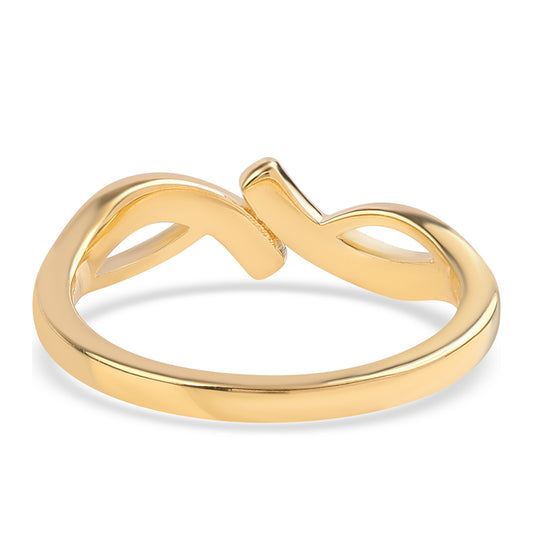 Anillo de Plata Bañada en Oro con Diamante Azul y Topacio Blanco