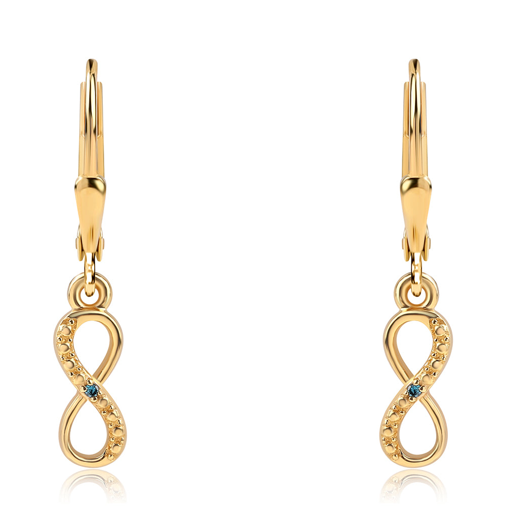 Pendientes de Plata Bañada en Oro con Diamante Azul