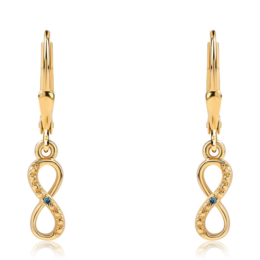 Pendientes de Plata Bañada en Oro con Diamante Azul