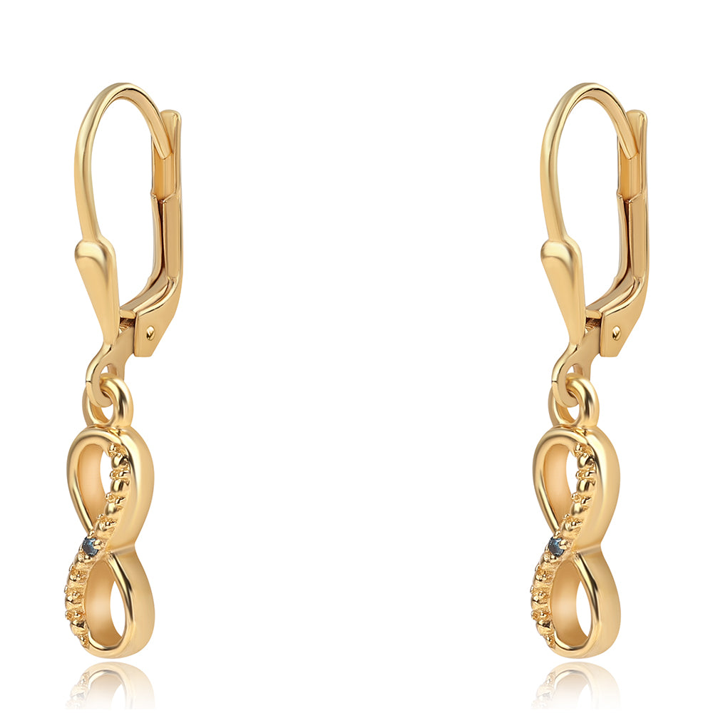 Pendientes de Plata Bañada en Oro con Diamante Azul