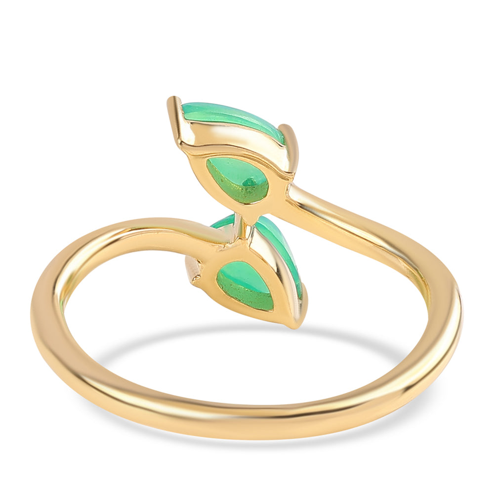 Anillo de Plata Bañada en Oro con Ópalo Verde Etíope de Lega Dembi 3 