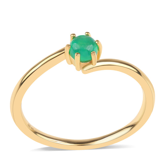 Anillo de Plata Bañada en Oro con Ópalo Verde Etíope de Lega Dembi