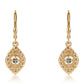 Pendientes de Plata Bañada en Oro con Diamante Azul