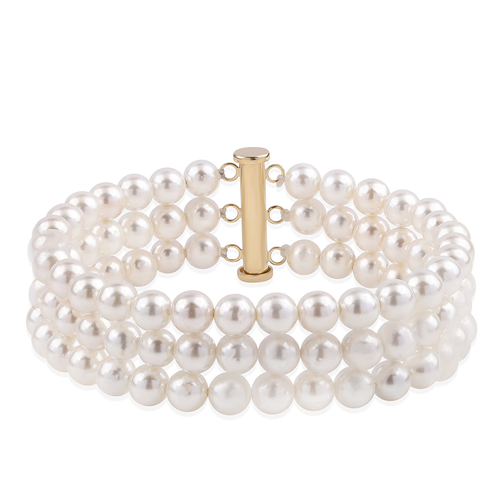 Pulsera de Oro 9K con Perla blanca de agua dulce 1 