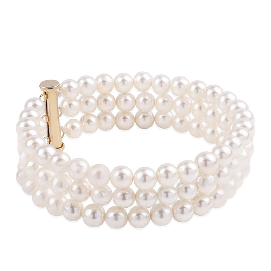 Pulsera de Oro 9K con Perla blanca de agua dulce