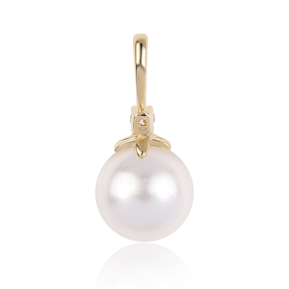 Colgante de Oro 9K con Perla blanca de agua dulce y Zircón Blanco