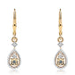 Pendientes de Plata Bañada en Oro con Diamante Azul y Diamante blanco