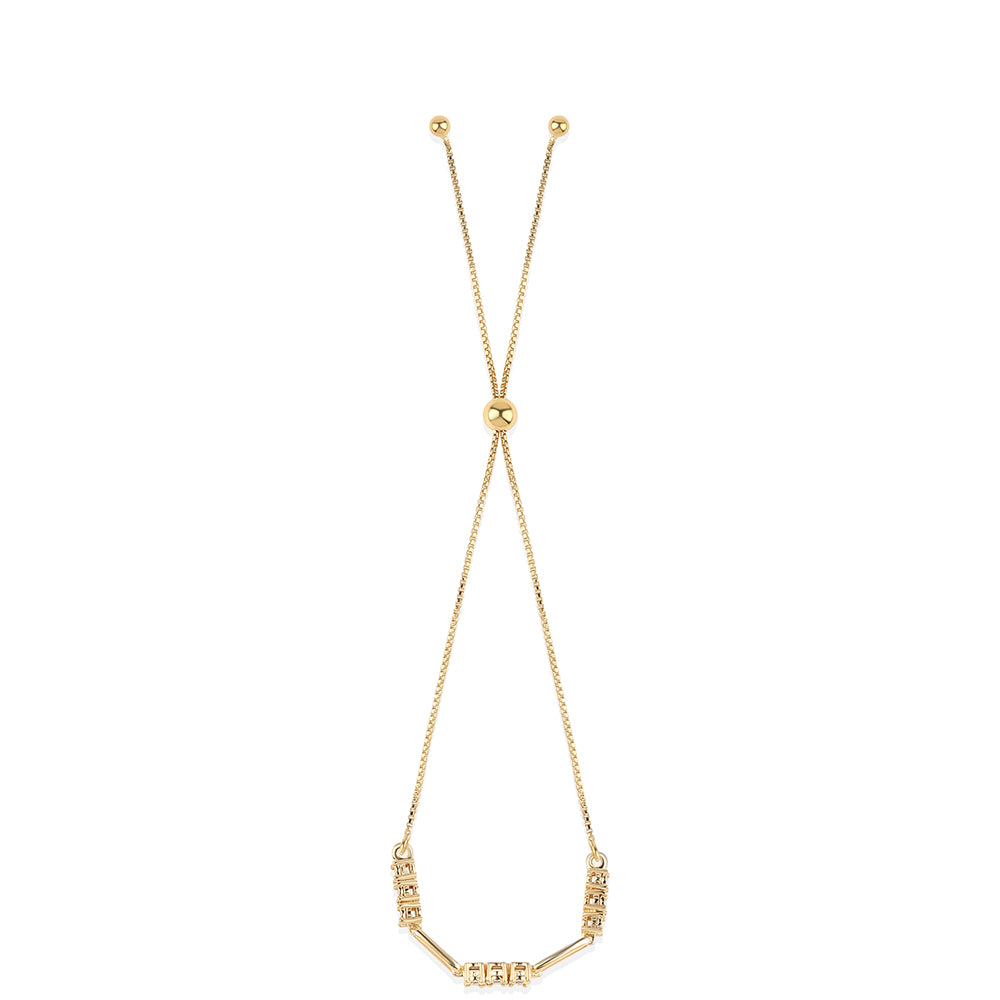 Pulsera de Plata Bañada en Oro con Diamante Azul