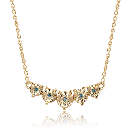 Collar de Plata Bañada en Oro con Diamante Azul