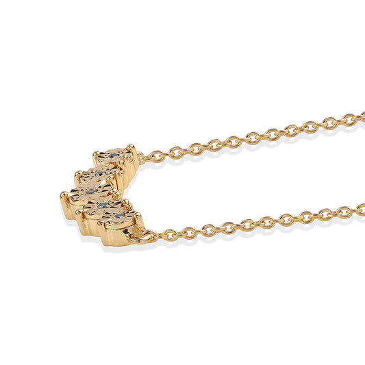 Collar de Plata Bañada en Oro con Diamante Azul
